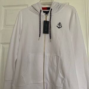 White Tommy Hilfiger jacket with hoodie